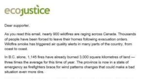 Email marketing copy for Ecojustice