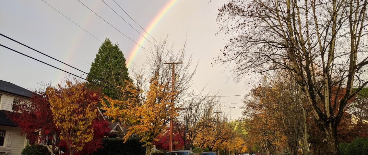 Beautiful rainbow in the end of fall.Closing time